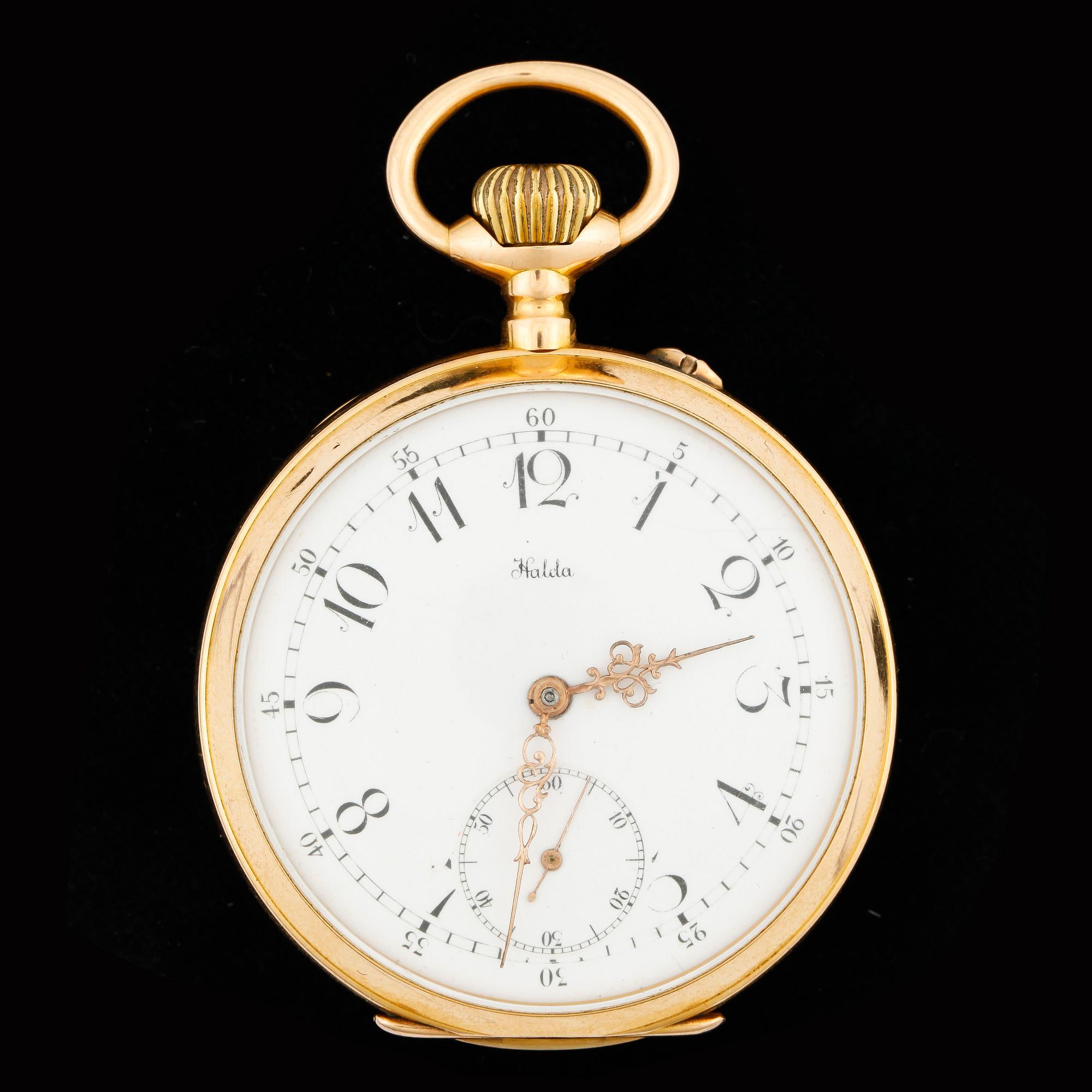 HERRFICKUR, guld 18k, Halda, T-verk, numrerad 9904. Tot ca 94 gram.