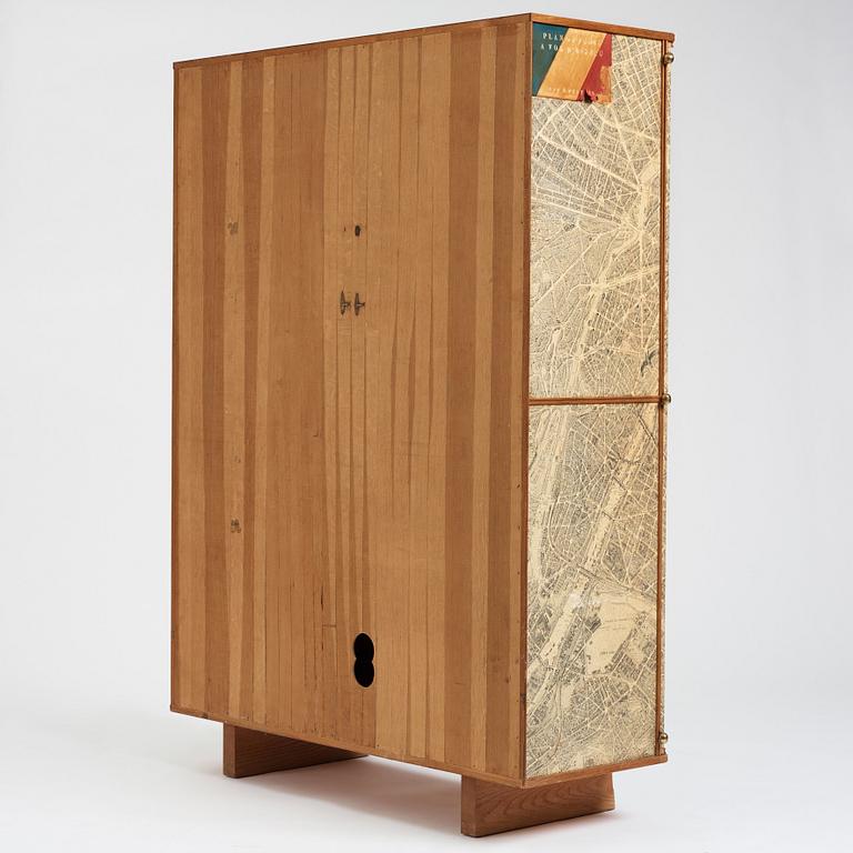 Josef Frank, a cabinet covered with Georges Peltier's 'Plan de Paris à vol d'oiseau', Svenskt Tenn, Stockholm, probably ca 1937-43.