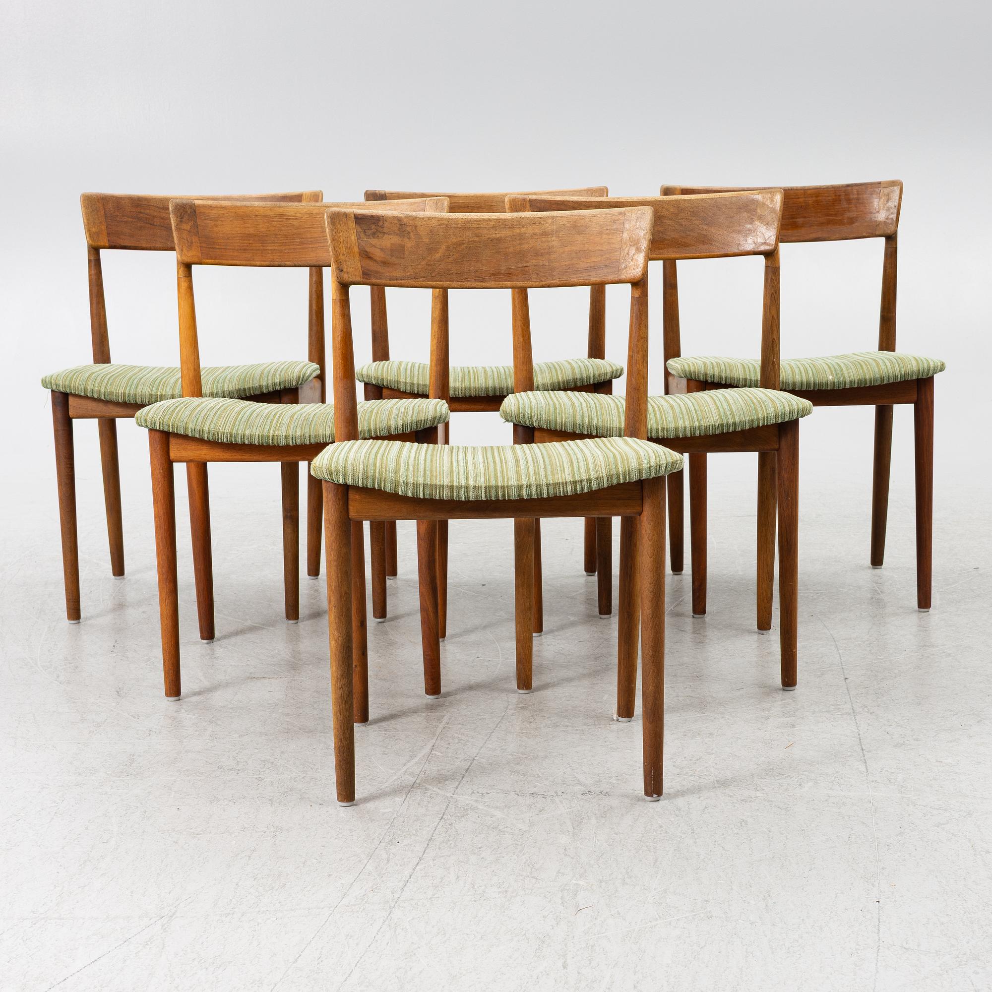 Henry Rosengren Hansen, chairs, set of 6, Brande Møbelfabrik, Denmark, 1960s.