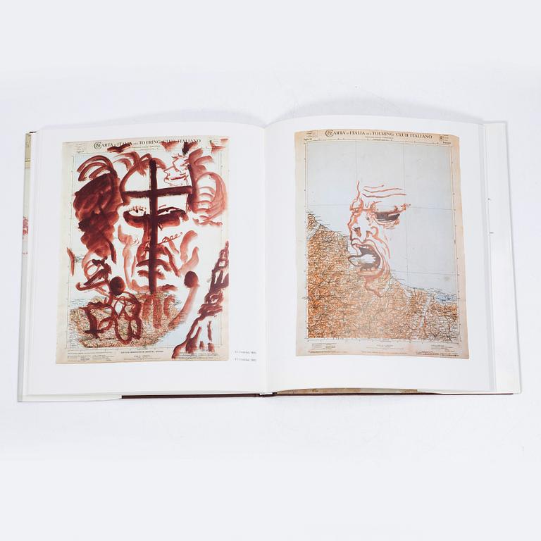 Julian Schnabel, "Works on Paper 1875-1988" med egenhändigt målat omslag.