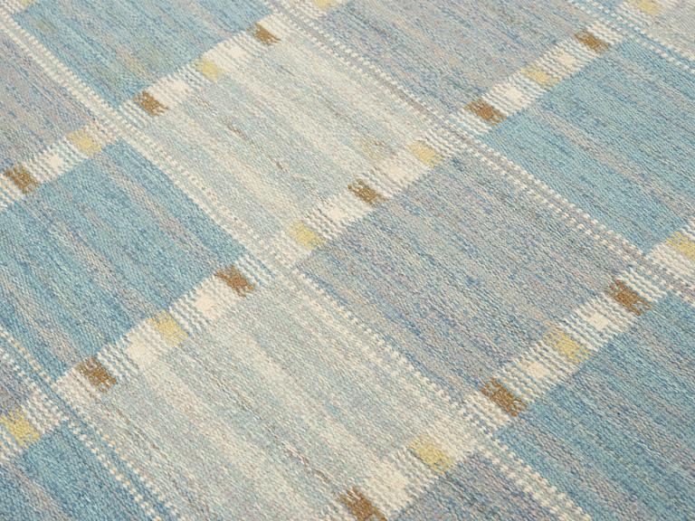 A CARPET, "Falurutan, Duhs II", flat weave, 470 x 231 cm, signed AB MMF BN.