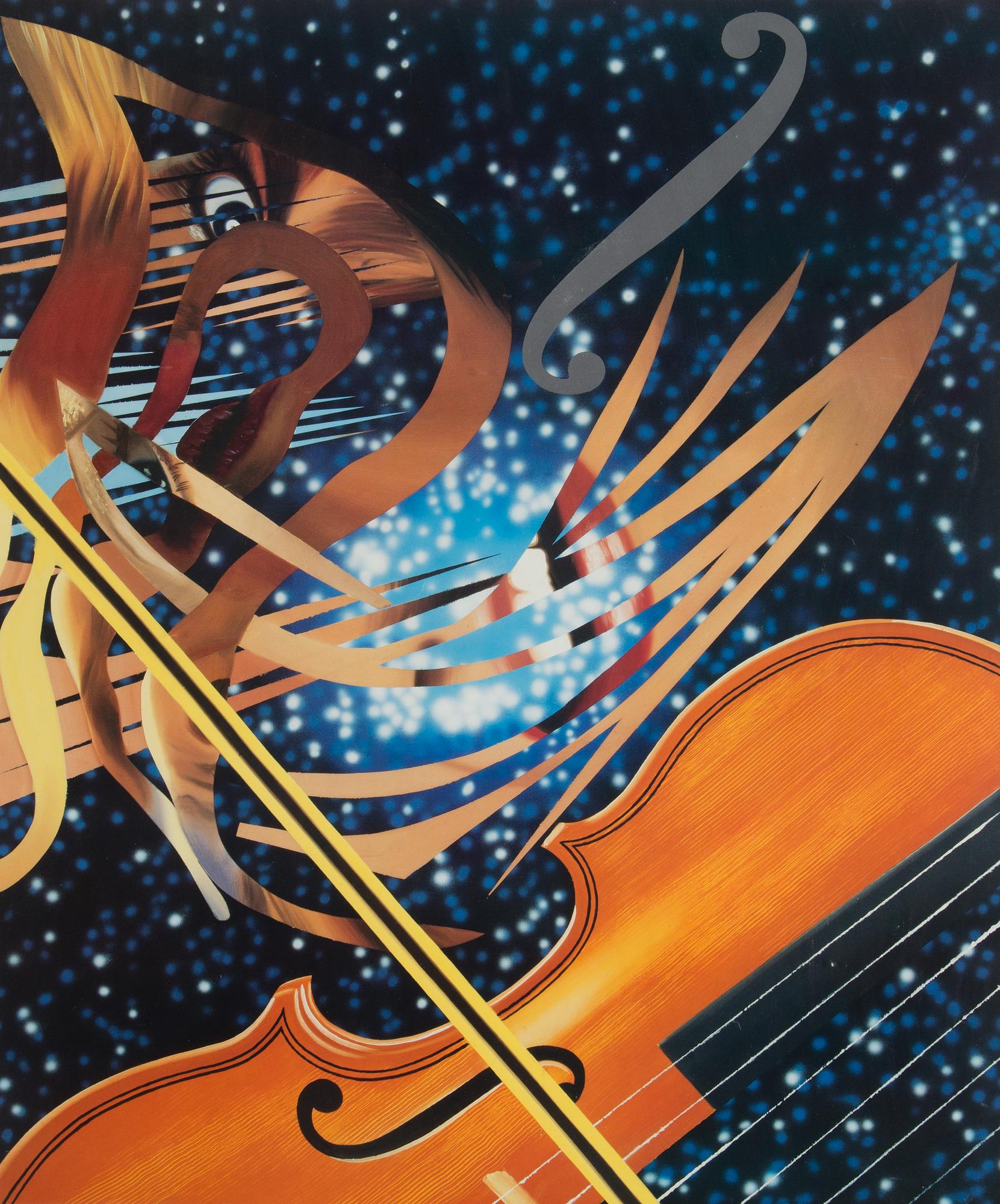 JAMES ROSENQUIST, offset in colors with silkscreen in silver, signed and dated 1988, numbered 99/100.