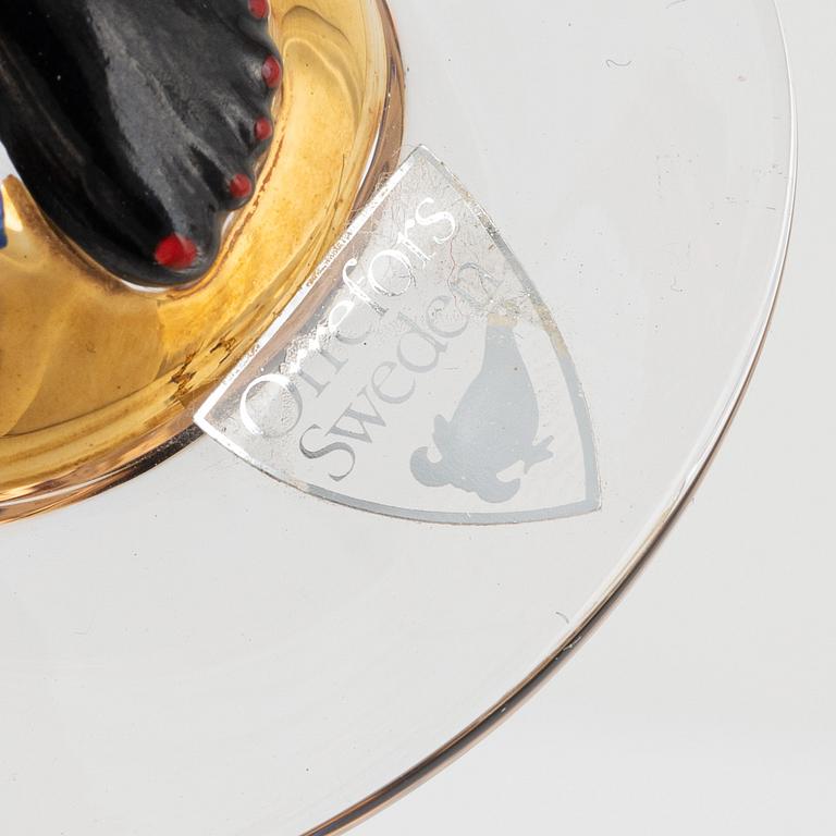 Gunnar Cyrén, snapsglas, 8 st, sk djävulsglas, "Nobel", Orrefors.