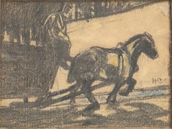 Hugo Carlberg, teckning och blandteknik, signerade.