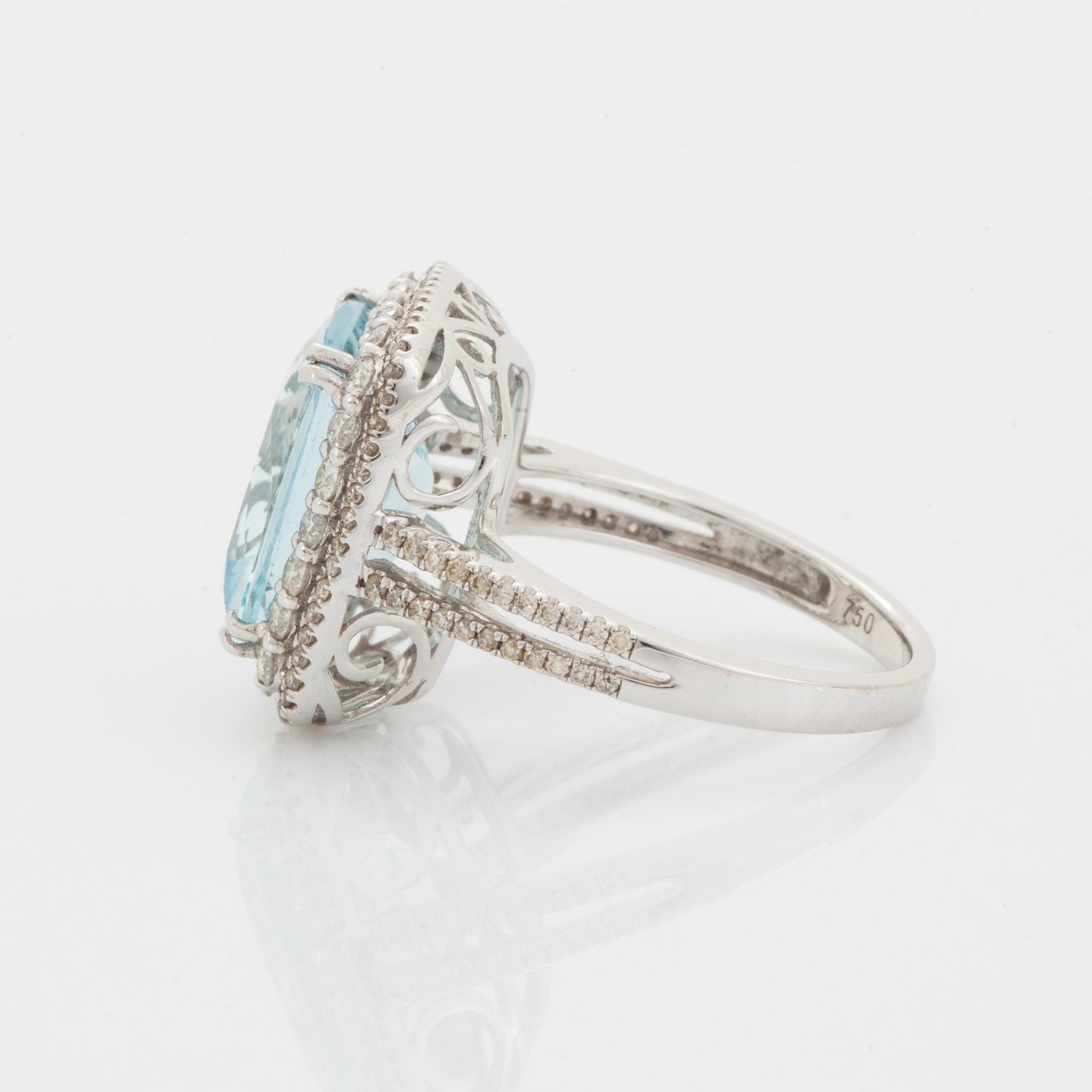 Aquamarine and diamond cocktail ring.