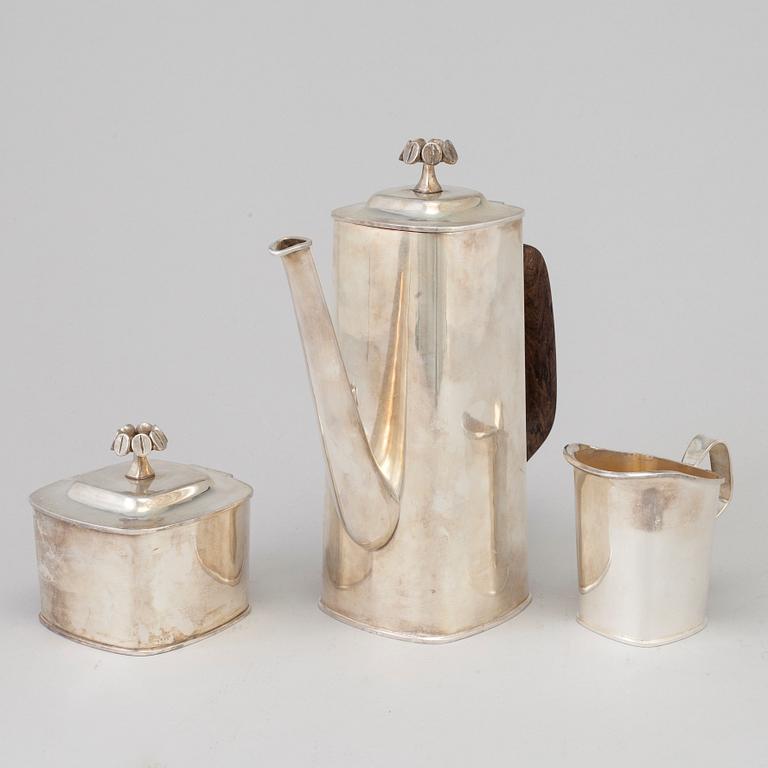 BARBRO LITTMARCK, a three piece silver coffee service from W.A. Bolin, Stockholm, 1980.