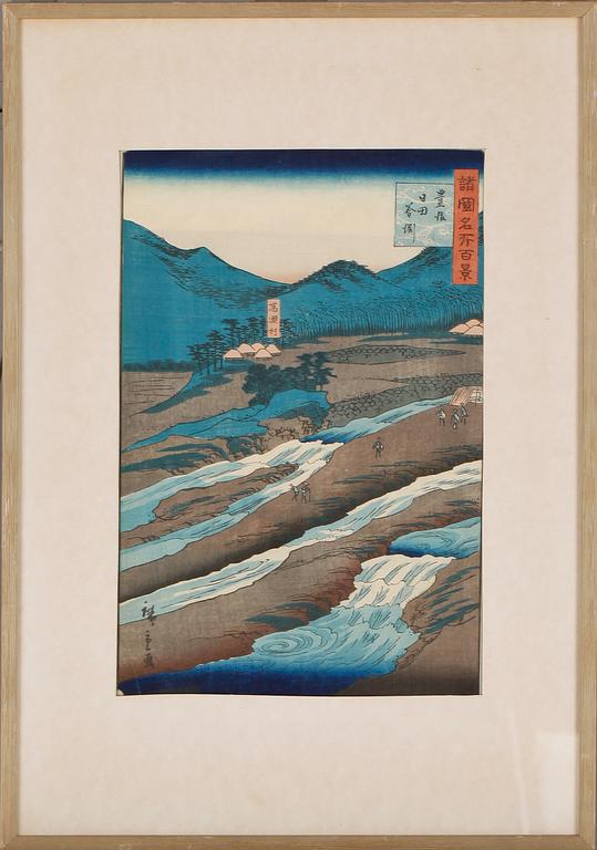 ANDO UTAGAWA HIROSHIGE, färgträsnitt, signerat i trycket, 1800-tal.