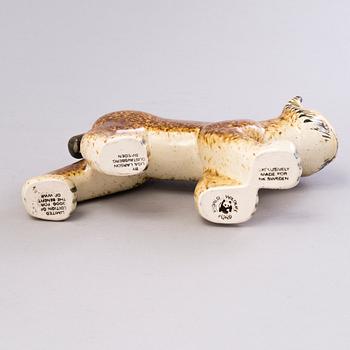 LISA LARSSON, FIGURIN, lodjur, Gustavsberg, glaserat stengods, begränsad upplaga för WWF.