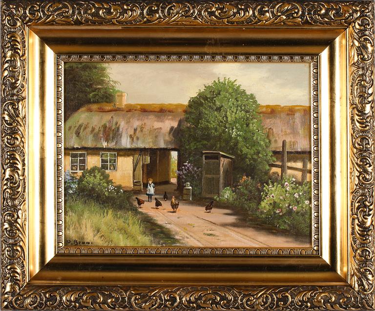 OKÄNDA KONSTNÄRER, 2 st, oljor på duk, en signerad P Brun.