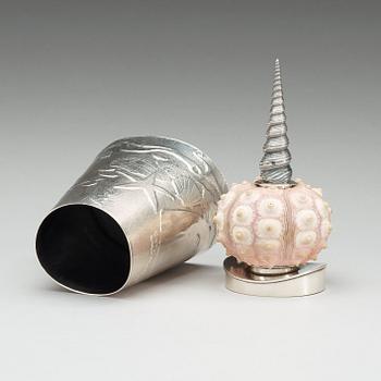 A Kristian Nilsson Sheherazade sterling lidded jar, Stockholm 1977.