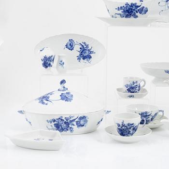 A porcelain coffee and dinner service, 116 pieces, 'Blue flower', Royal Copenhagen, Denmark.