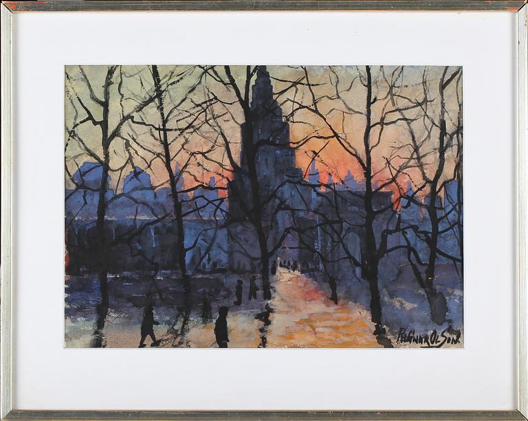 RAGNAR OLSON, akvarell, signerad.