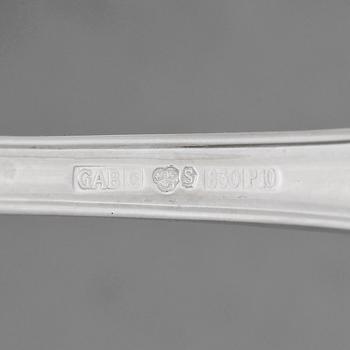 FISKBESTICK, 24 delar, silver, "Svensk rund", GAB, 1980-tal. Tot ca 1080 gram.