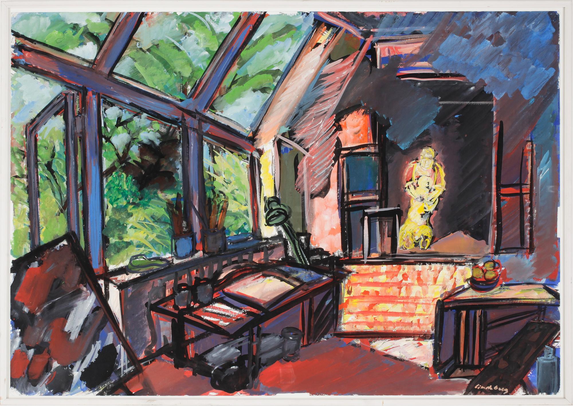 LARS LINDEBERG, gouache på papper, sign.