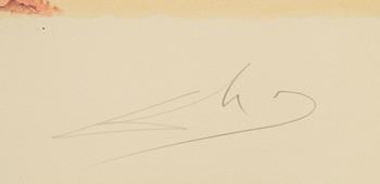 Salvador Dalí, färglitografi, signerad Dalì och numrerad 120/125 med blyerts.