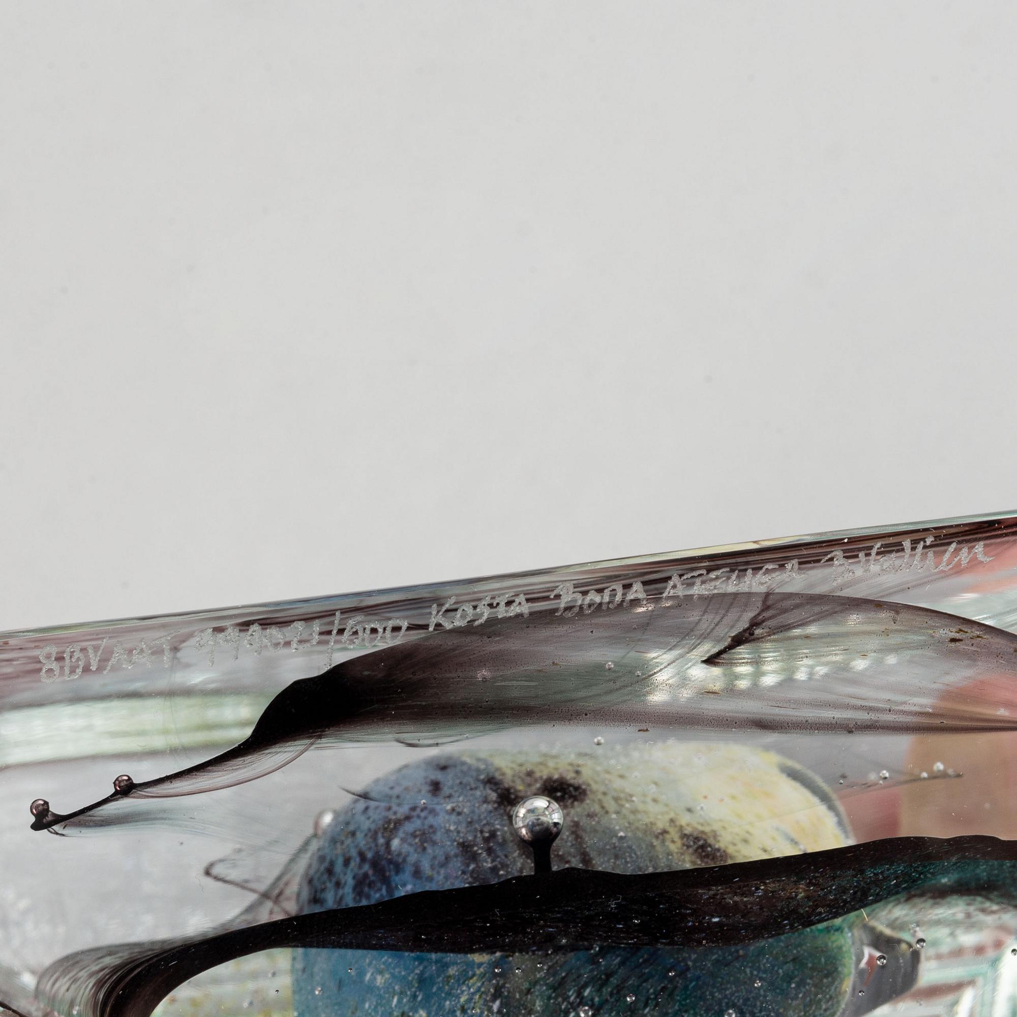 Bertil Vallien, a glass sculpture, numbered 8BV ATT 999021/500, and signed  B. Vallien.