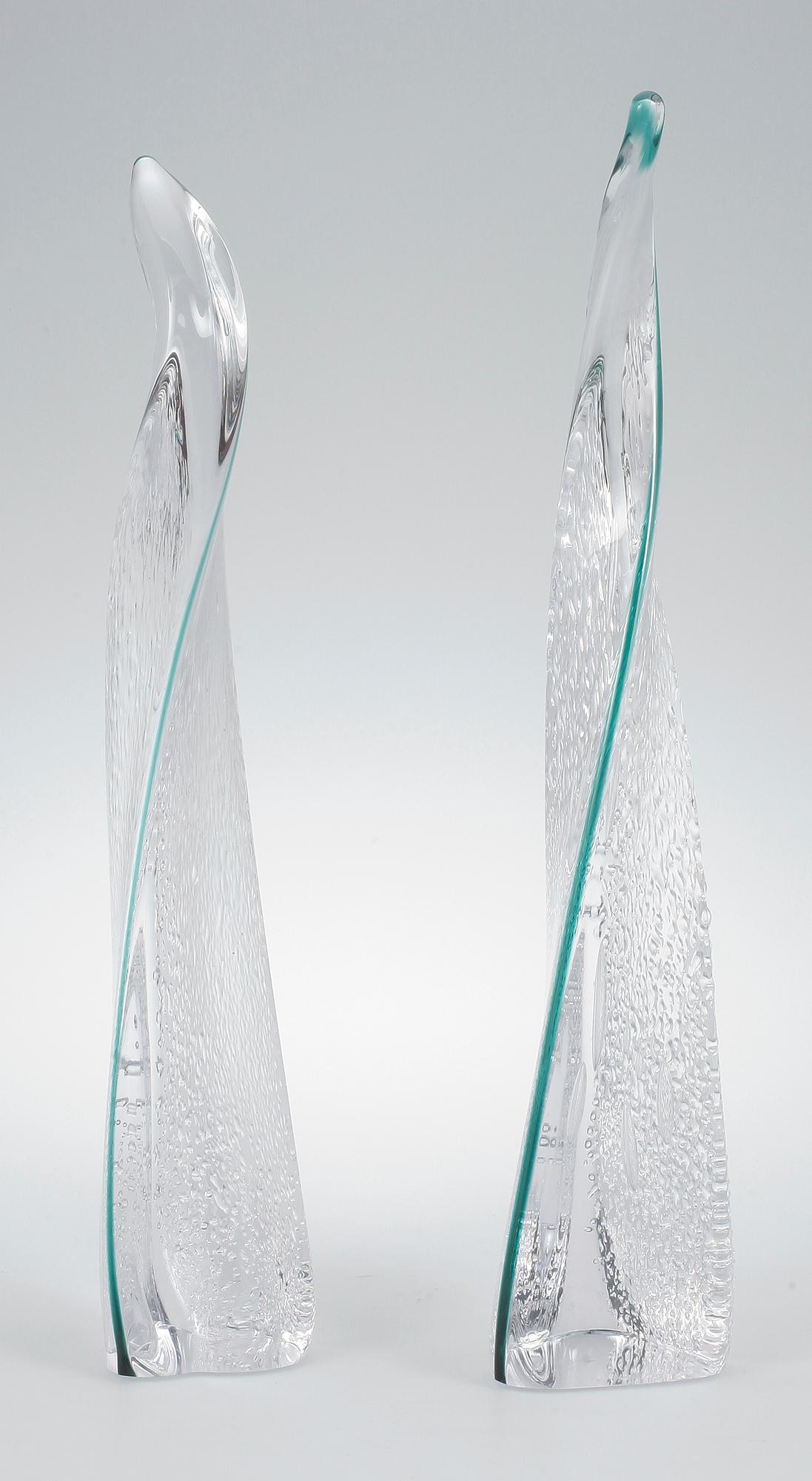 HÅKAN GUNNARSSON, obelisker, ett par, glas, unikat, Strömbergs hyttan, 2003.