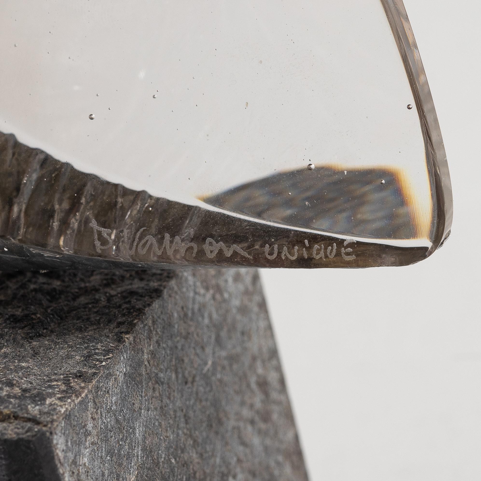 Bertil Vallien, a unique cast glass sculpture, 'Janus', Kosta Boda.