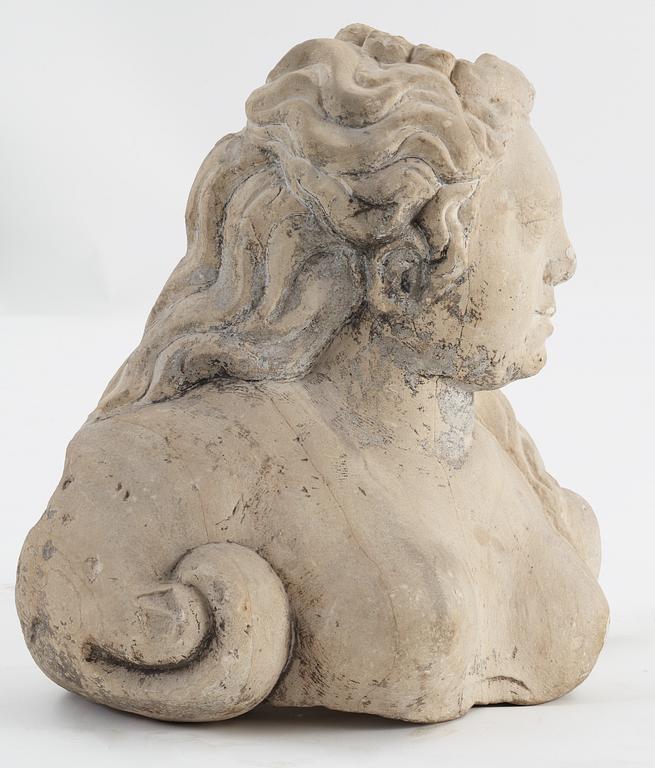 A Swedish Baroque 1630/40's sandstone bust.