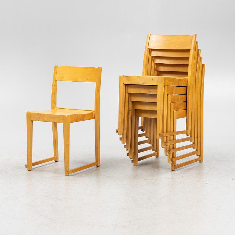 Sven Markelius, a set of six 'Orkesterstolen' chairs, mid 20th Century.