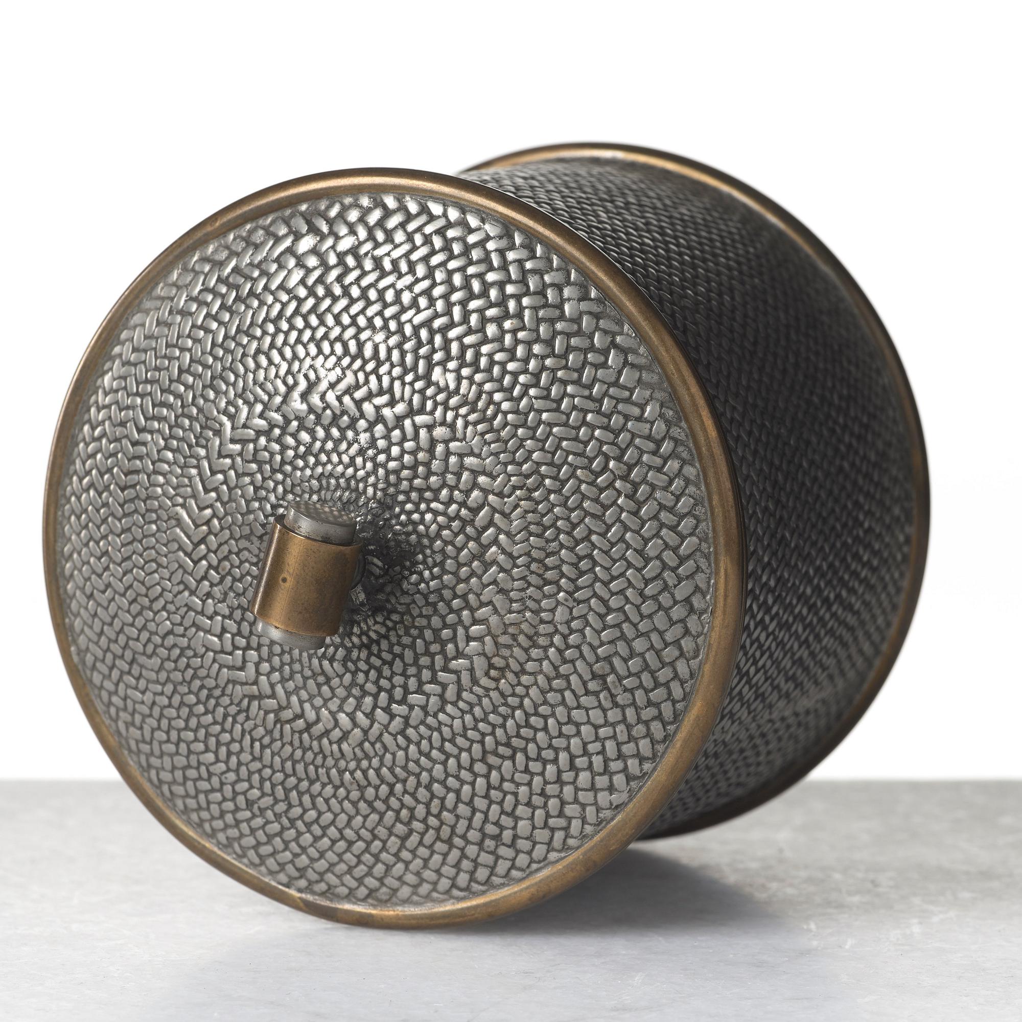 Björn Trägårdh, a pewter and brass jar with cover by Svenskt Tenn, Stockholm 1952.
