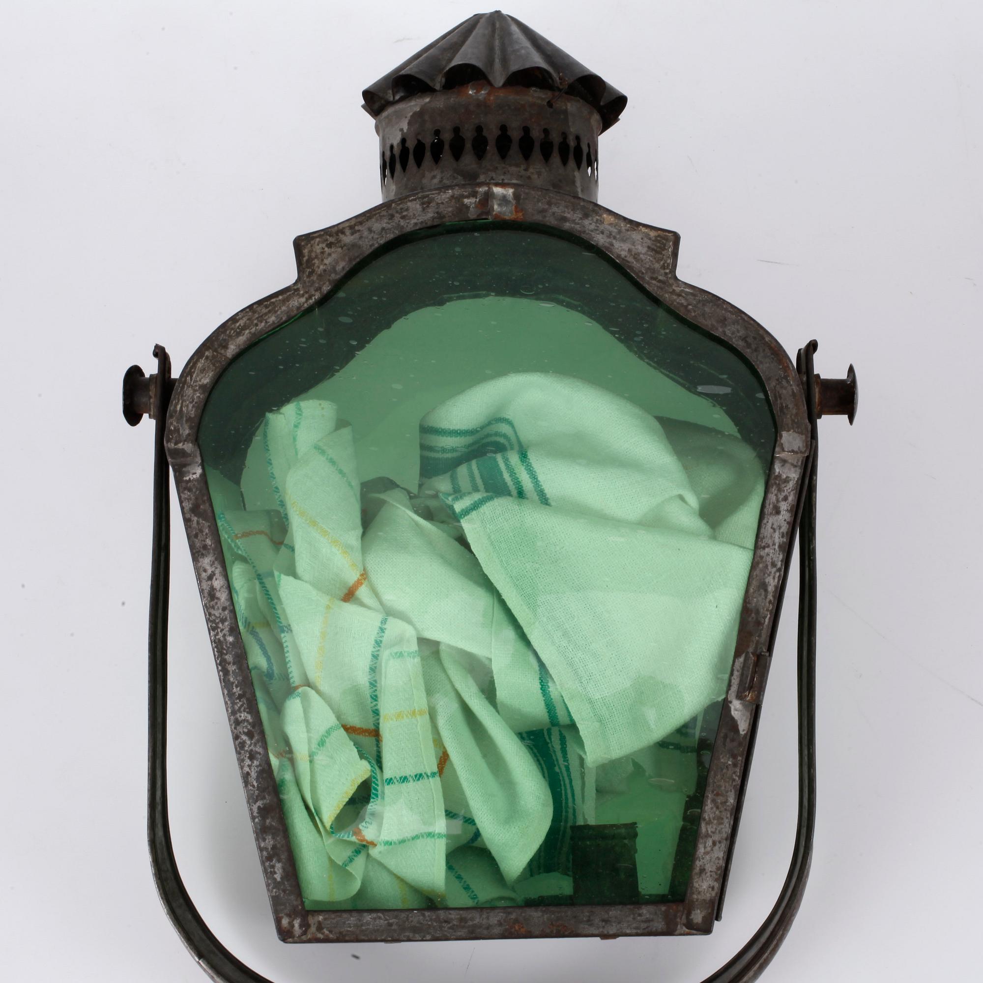 LYKTA, tenn och glas, 1800-/1900-tal.
