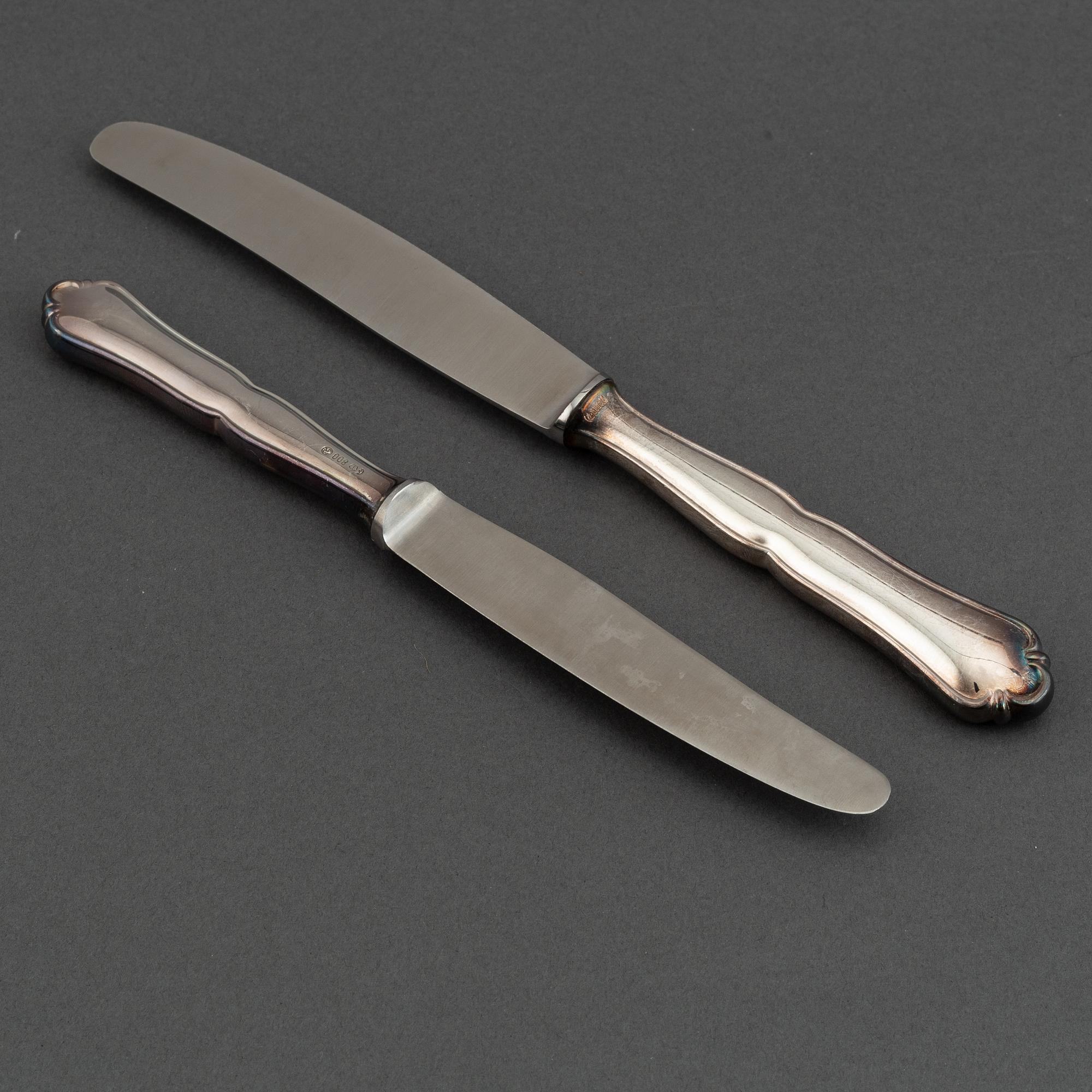 A german silver cutlery service, silver 800, including Bruckmann (68+ 24 pieces).