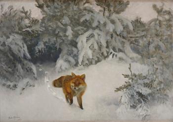 742. Bruno Liljefors, Fox in a winter landscape.