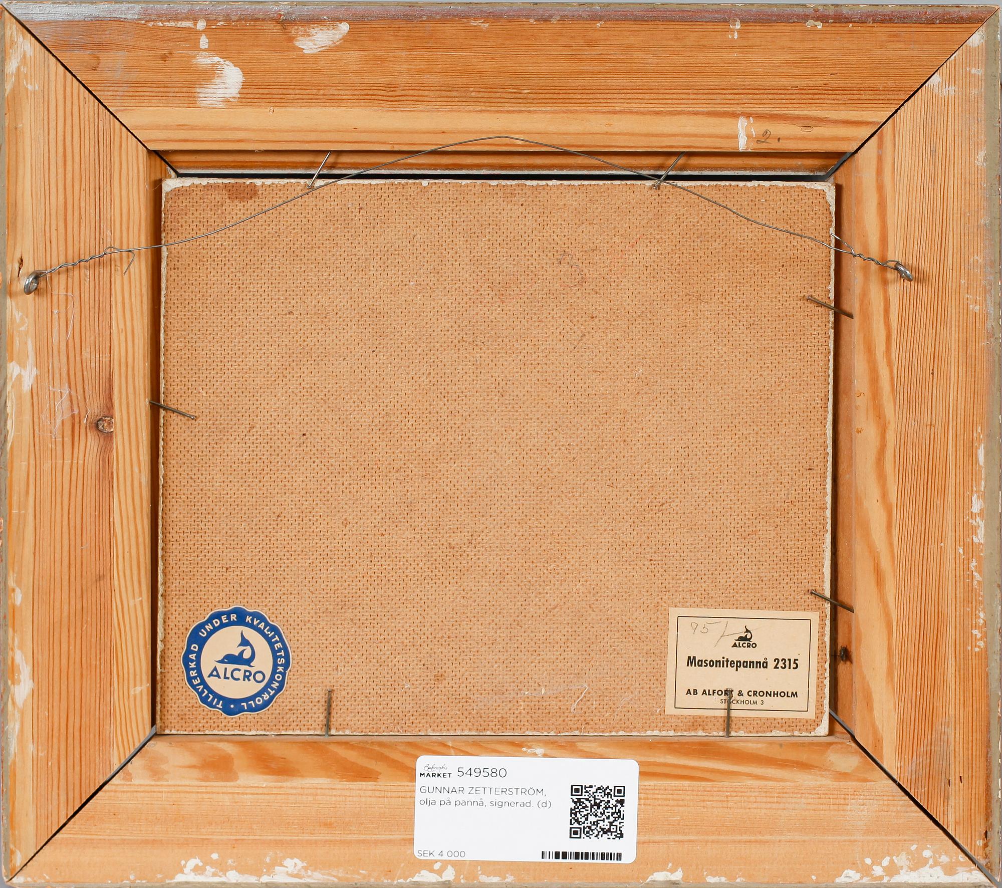 GUNNAR ZETTERSTRÖM, olja på pannå, signerad.