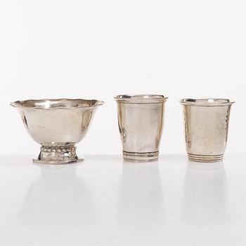 Trophies/cups and bowl, 6 pcs, silver, Sweden and Denmark, including K Anderson, Stockholm 1925.