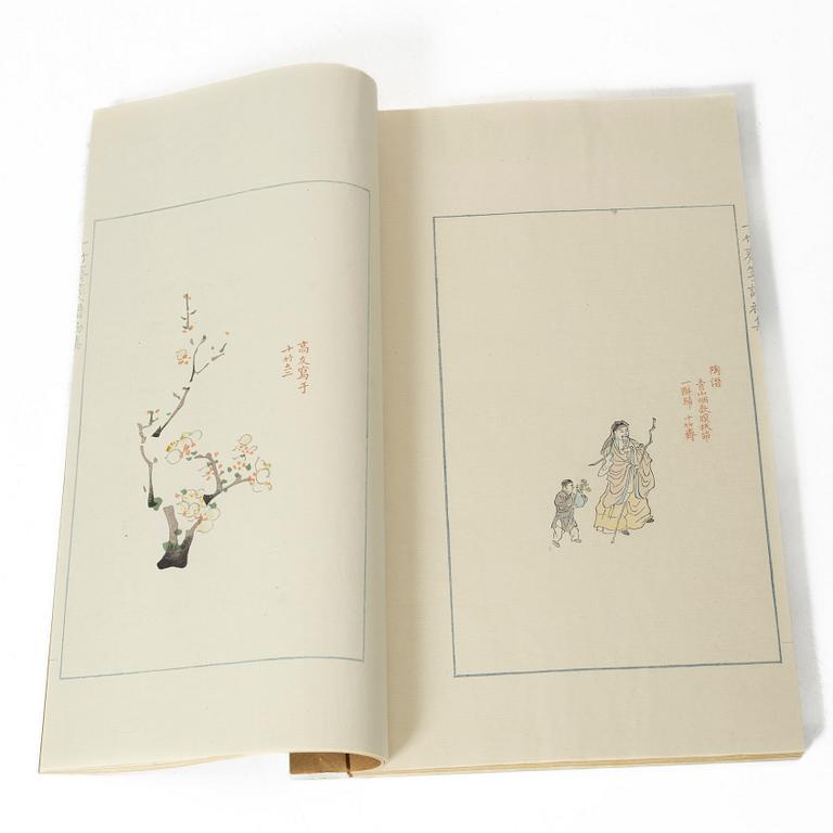 十竹齋書畫譜 四開 木版畫 A complete collection of Ten-Bamboo Studio decorative letter papers, Rongbaozhai in Beijing in 1952.