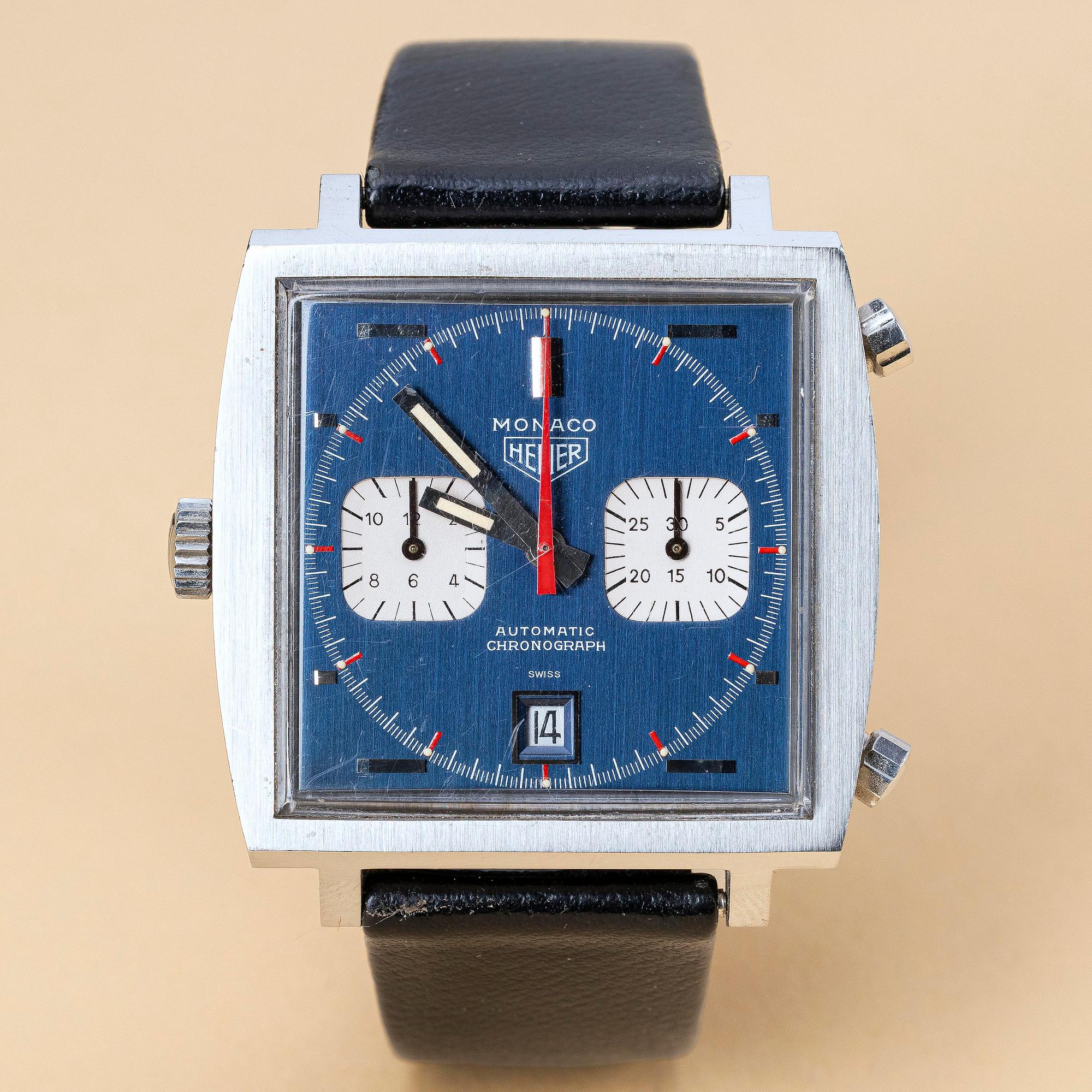 Heuer, Monaco, "Steve McQueen", "Transitional Version", ca 1970.