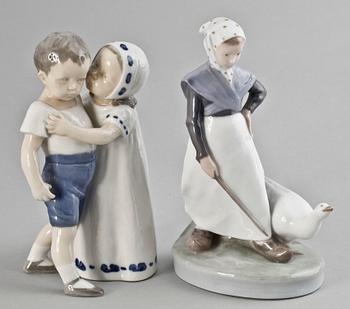 FIGURINER, 2 st, porslin, Royal Copenhagen, Danmark.