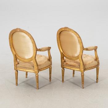 Soffgrupp 3 dlr Louis XVI-stil omkring 1900.