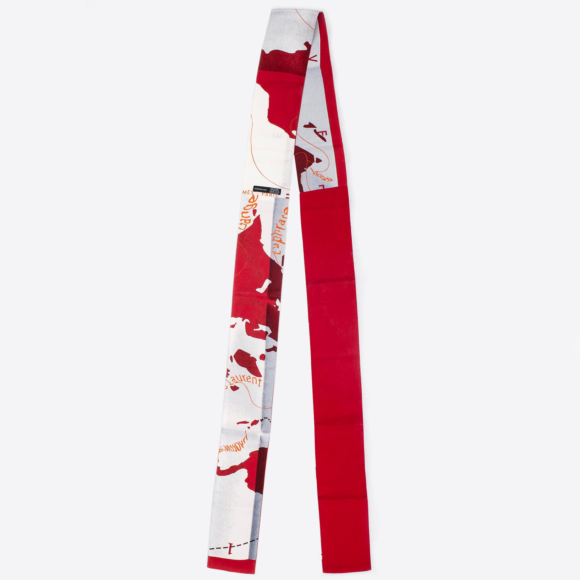 HERMÈS, Twilly scarf, "Le Monde est un fleuve " ( The World is one River), Bali Barret.