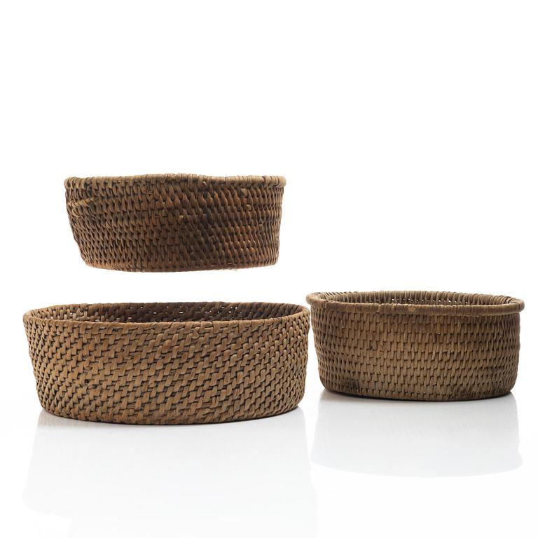 Root baskets, 3 pcs, folk art, 19th century.
