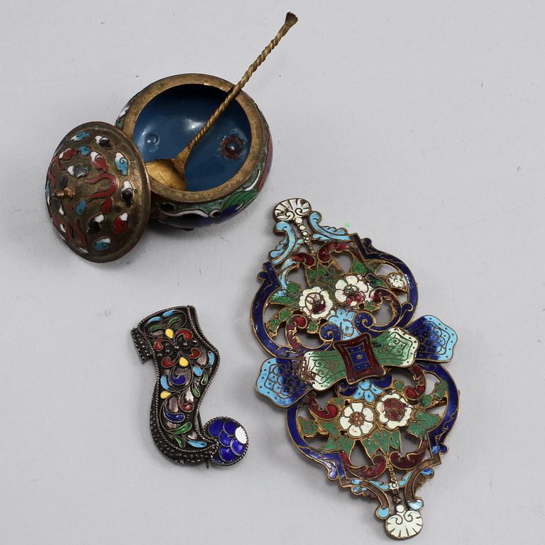 PARTI CLOISONNÉ, 10 st, orientaliska, 1900-tal.