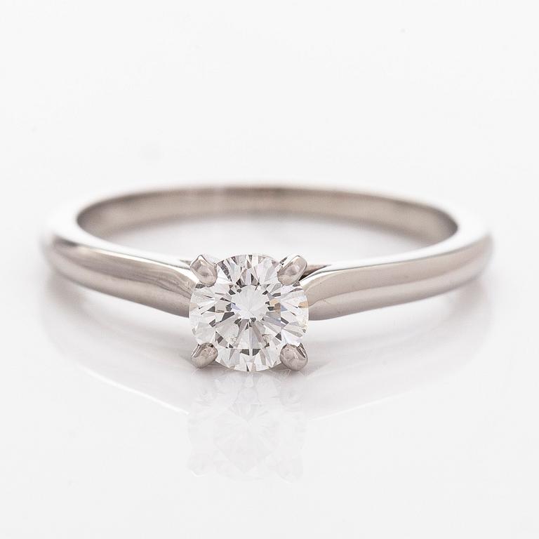 Cartier, a platinum ring, with a brilliant-cut diamond approx. 0.36 ct. With GIA dossier and certificate.