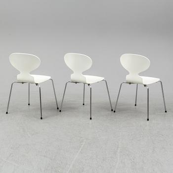 ARNE JACOBSEN, three 'Ant' chairs from Fritz Hansen, Denmark.