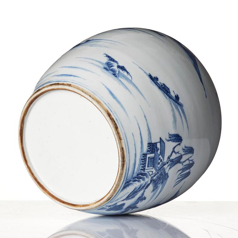 A blue and white jar, Qing dynasty, 18th century.