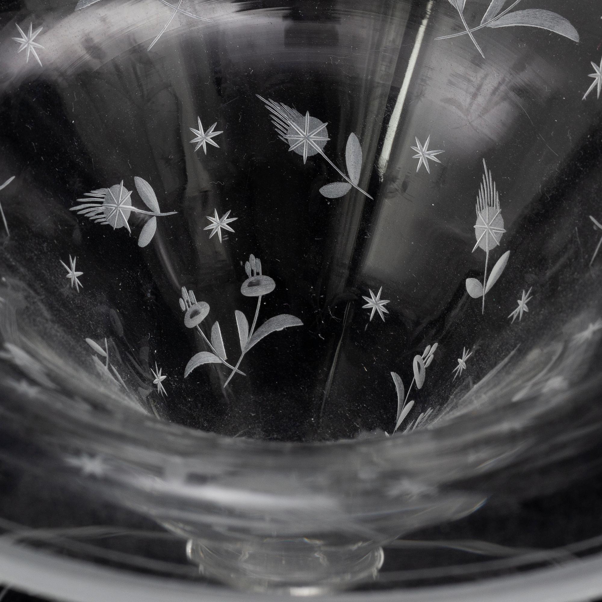 Three glass vases, from Orrefors and Kosta, first half of the 20th century.