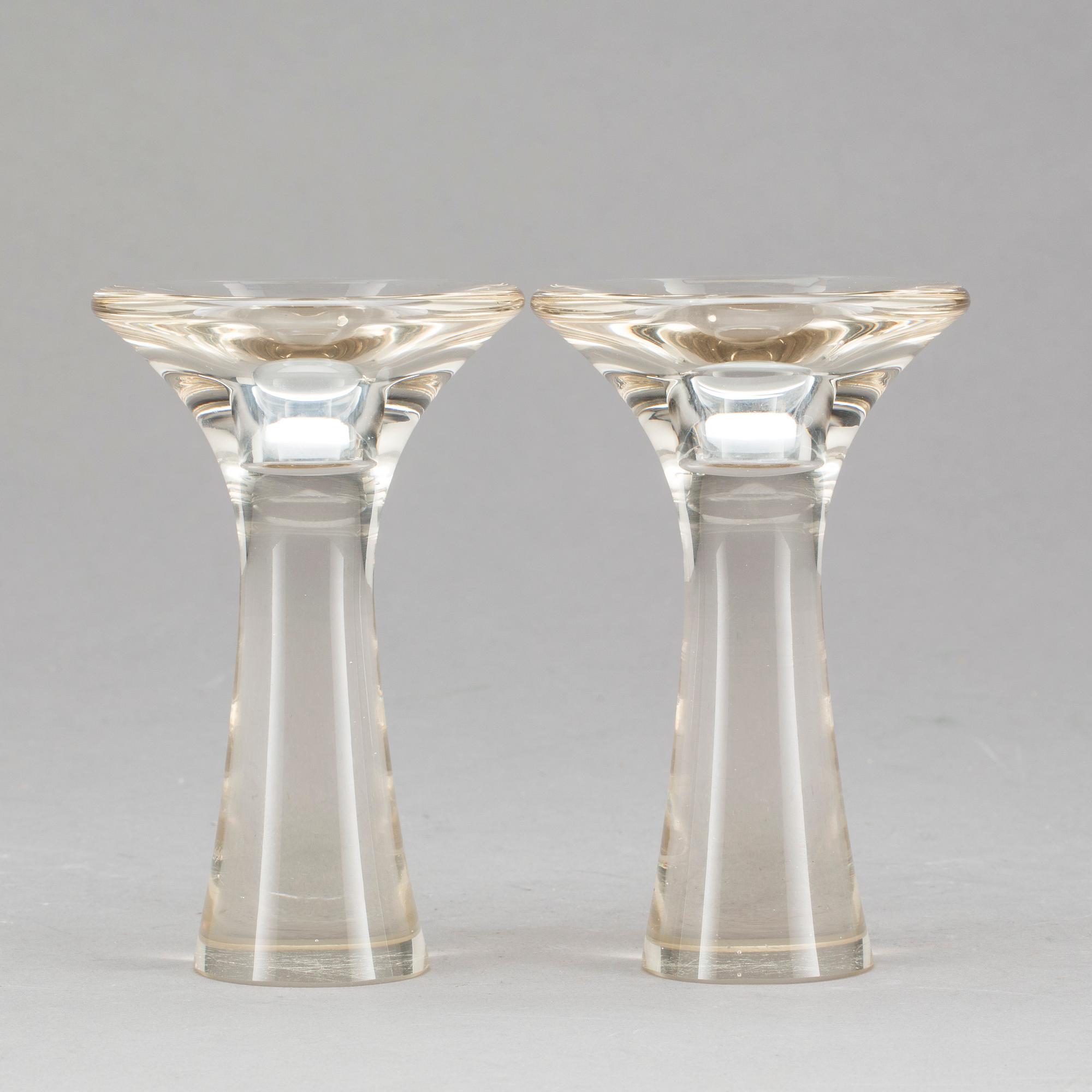 LJUSSTAKAR, ett par, glas, signerade Tapio Wirkkala 3412. Iittala.