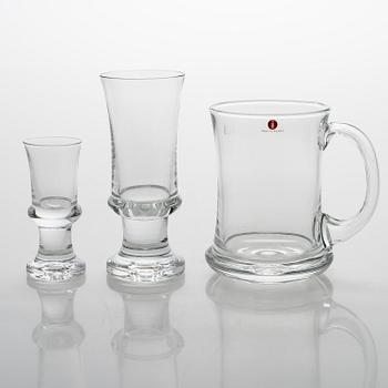 A 18-piece "Tavastia" glassware set by Tapio Wirkkala, Iittala 1970s.