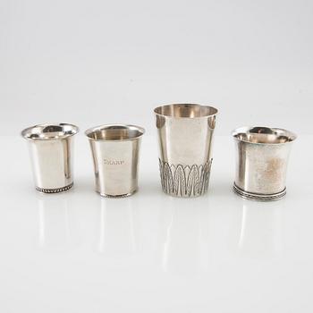 A collection of cups 12 pcs silver 18th/19th century.