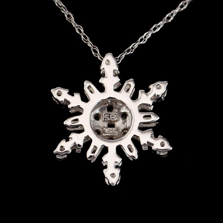 HÄNGE MED KEDJA, 14K vitguld och diamanter tot ca 0.20 ct. Total vikt ca 2 g.