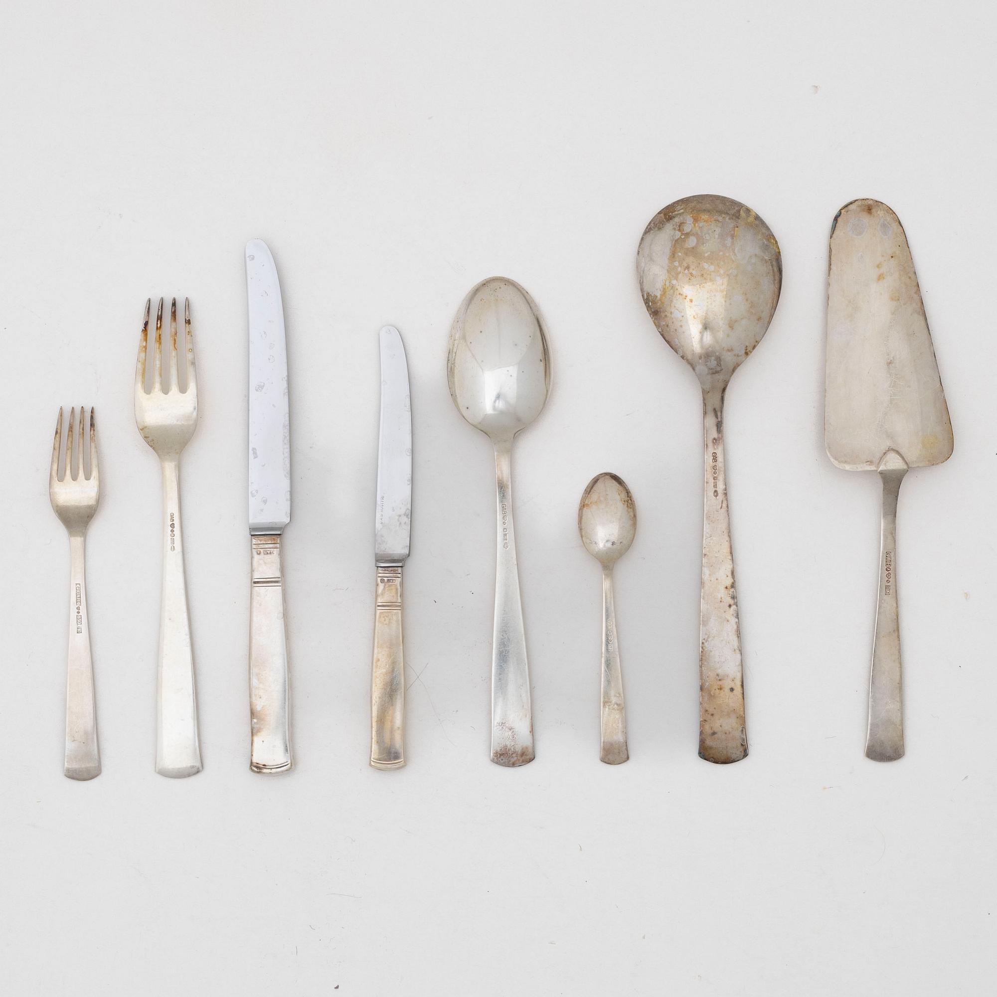Jacob Ängman, a 'Rosenholm' silver cutlery set, GAB, including Stockholm 1954 (95 pieces).