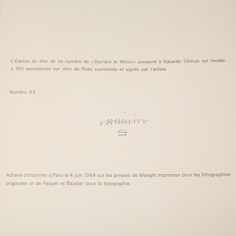 EDUARDO CHILLIDA, "Derriere le Miroir", innehållande 4 litografier, signerad, numrerad 53/150.