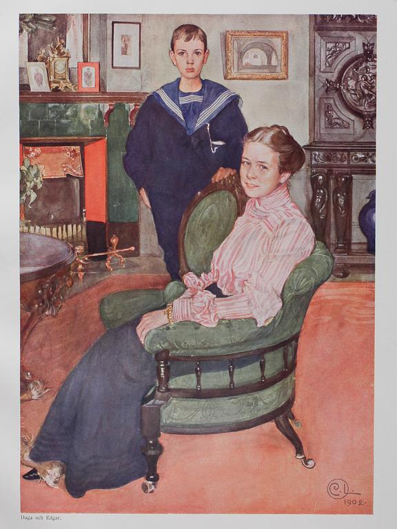 BÖCKER, 5 st, Carl Larsson, "Åt Solsidan", "Spad-Arfvet mitt lilla lantbruk", "Ett hem", "Andras barn", "Larssons".