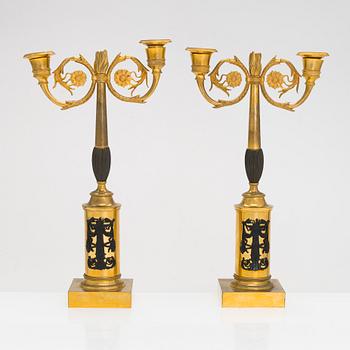 A pair of late Empire candelabras, mid-19th century.