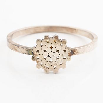 Cecilia Johansson, a bracelet, a ring, and a pair of earrings, silver, Gothenburg 1964 and 1965.